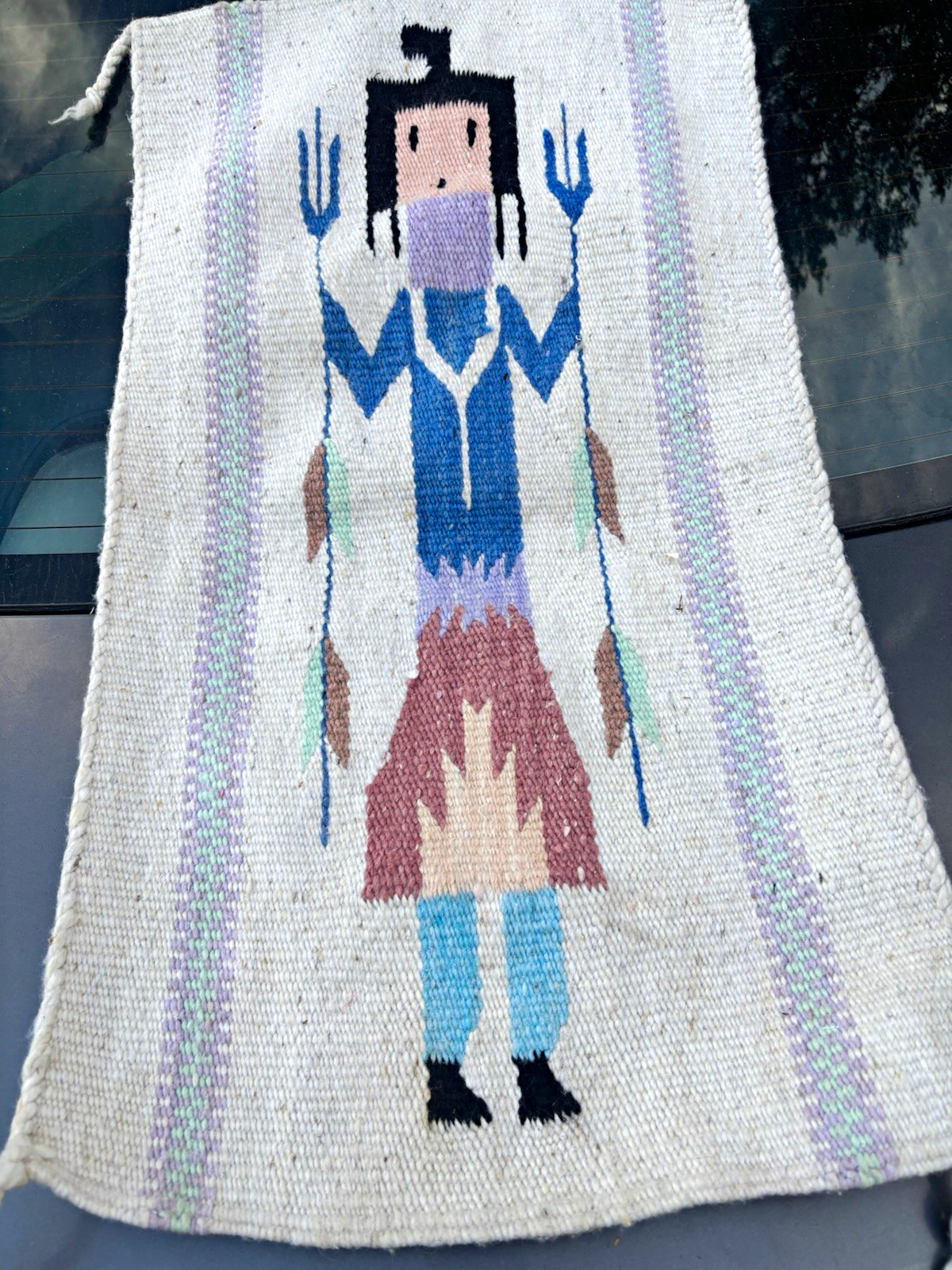 Handwoven Native American Style Rug/Textile Wall Hanging, Yei Figure Design Handwoven Native American Style Rug/Textile Wall Hanging, Yei Figure Design