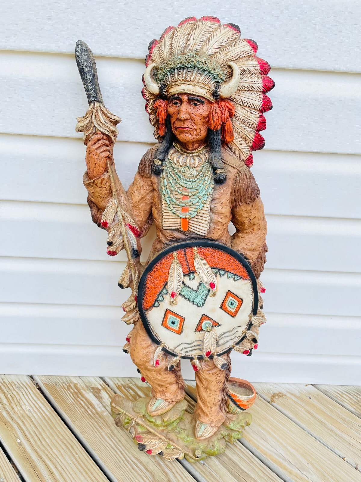 Old Vtg Standing 1975 Native Indian Chief Wall Piece V. Kendrick Chicago USA Old Vtg Standing 1975 Native Indian Chief Wall Piece V. Kendrick Chicago USA
