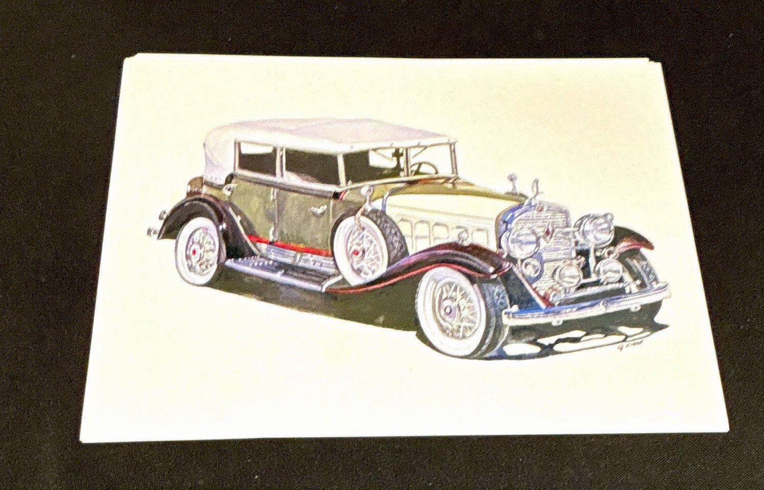 Vintage Cadillac La Salle Print Card Illustration Luxury Sedan 10x8 1930-1931