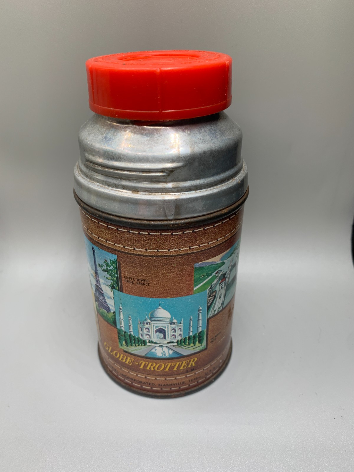 1964 Aladdin Thermos Globe Trotter Historic Sites Big Ben Egypt from Lunch Box 1964 Aladdin Thermos Globe Trotter Historic Sites Big Ben Egypt from Lunch Box