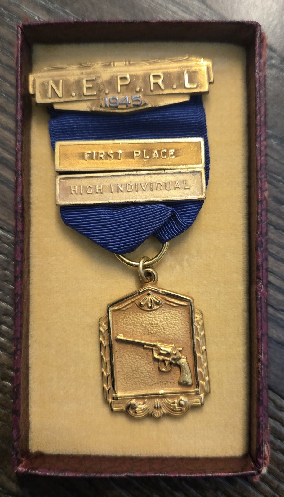 1945 N.E.P.R.L. Northeastern Regional Marksman Metal First Place Pistol Ind 1945 N.E.P.R.L. Northeastern Regional Marksman Metal First Place Pistol Ind