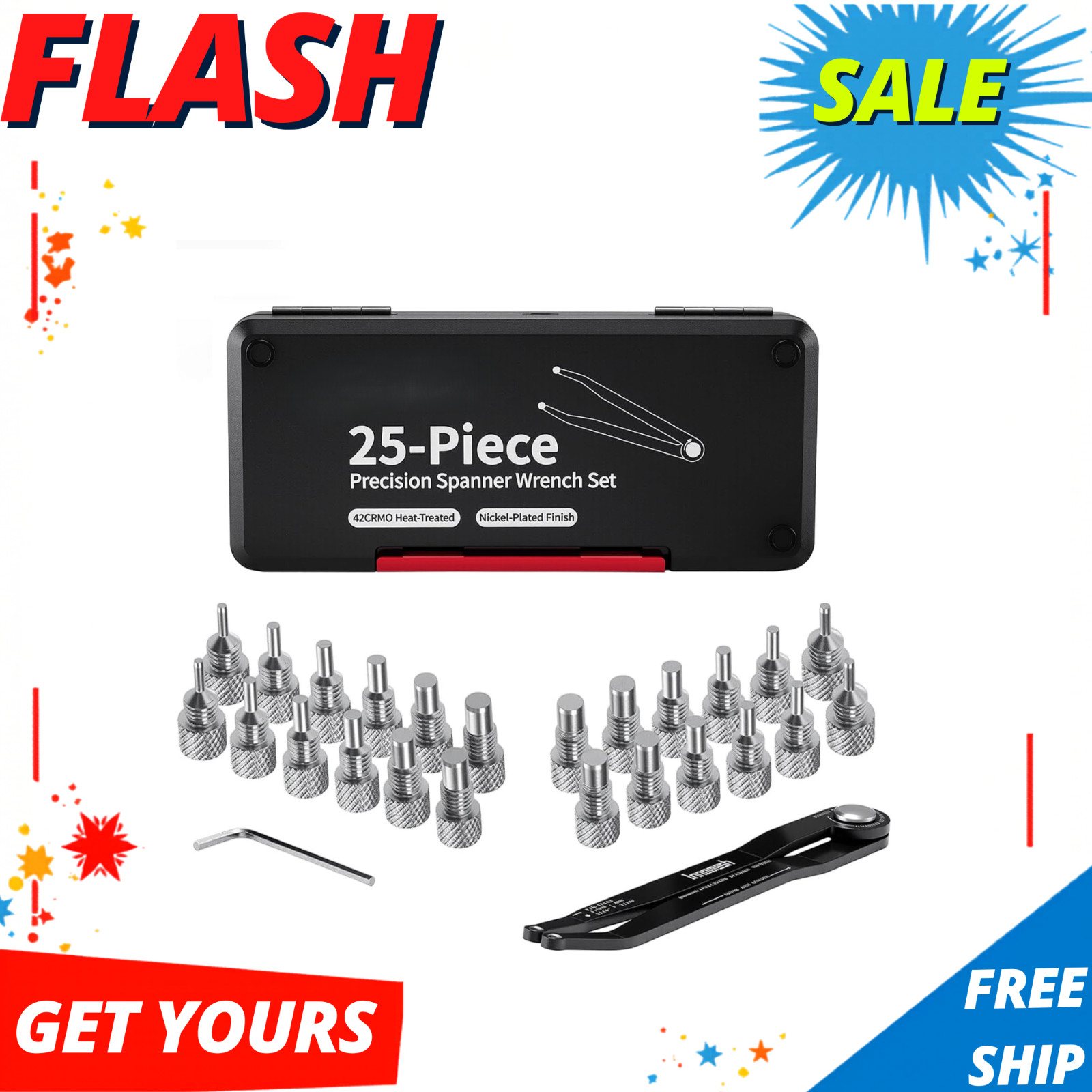 NEW 25 Piece Pin Spanner Wrench Set 42CRMO Adjustable Metric Imperial 160mm