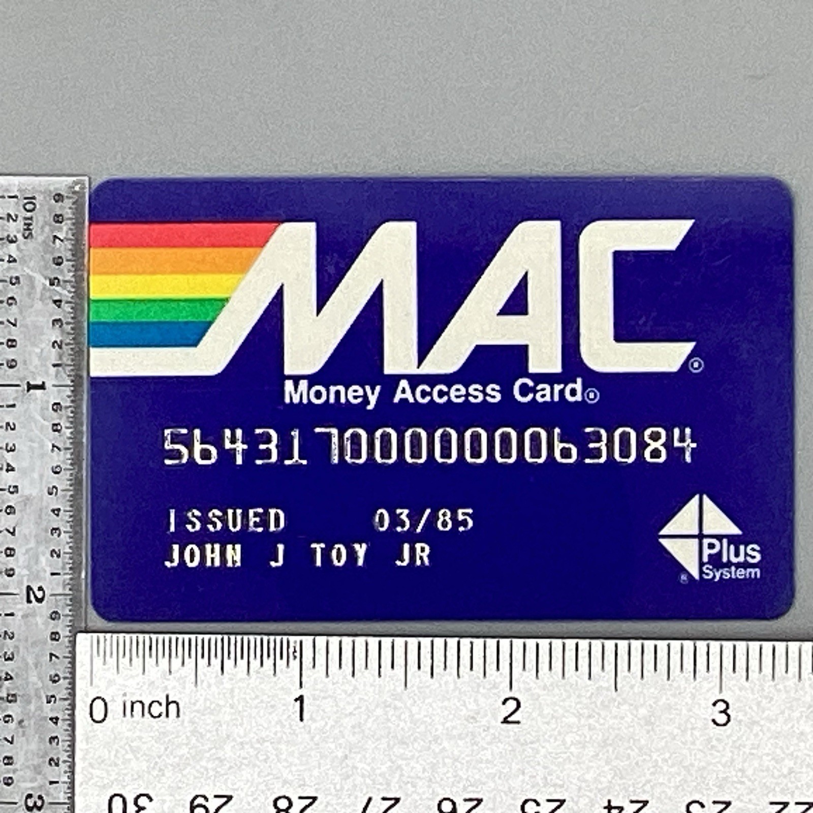 Vtg 1985 MAC Money Access Card ATM 80’s J.J. TOY JR Marine Horizon Bancorp PA