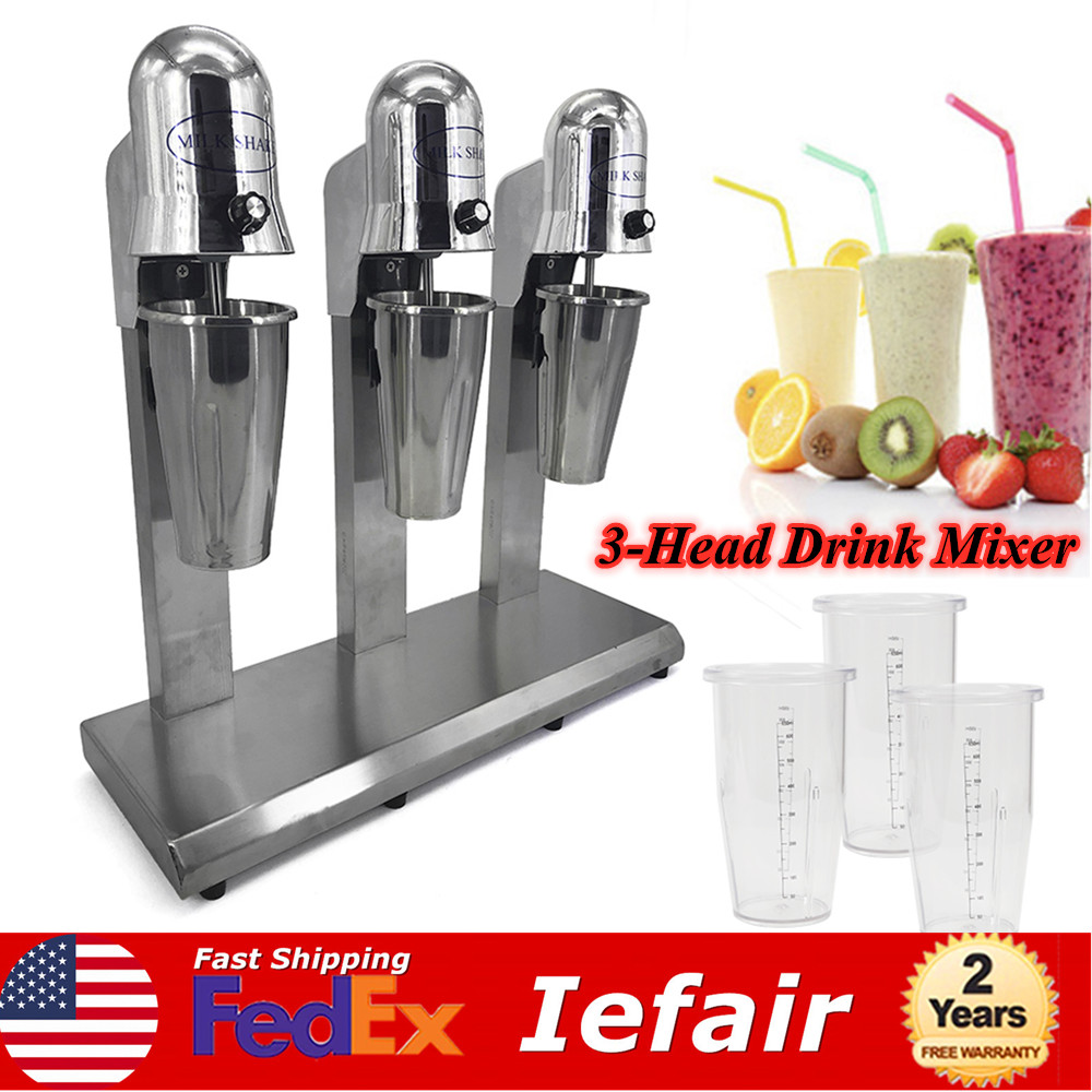 540W Milkshake Maker Milkshake Machine Triple Head Malt Maker Stainless Steel