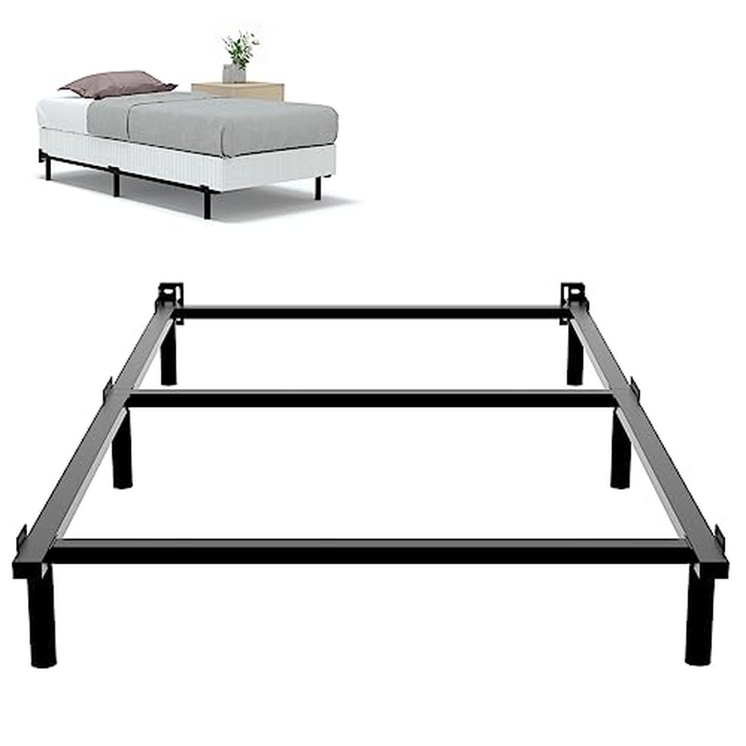 DTIG Twin Bed Frame 7 Inch Twin Size Metal Bed Frame for Box Spring and Mattr... DTIG Twin Bed Frame 7 Inch Twin Size Metal Bed Frame for Box Spring and Mattr...
