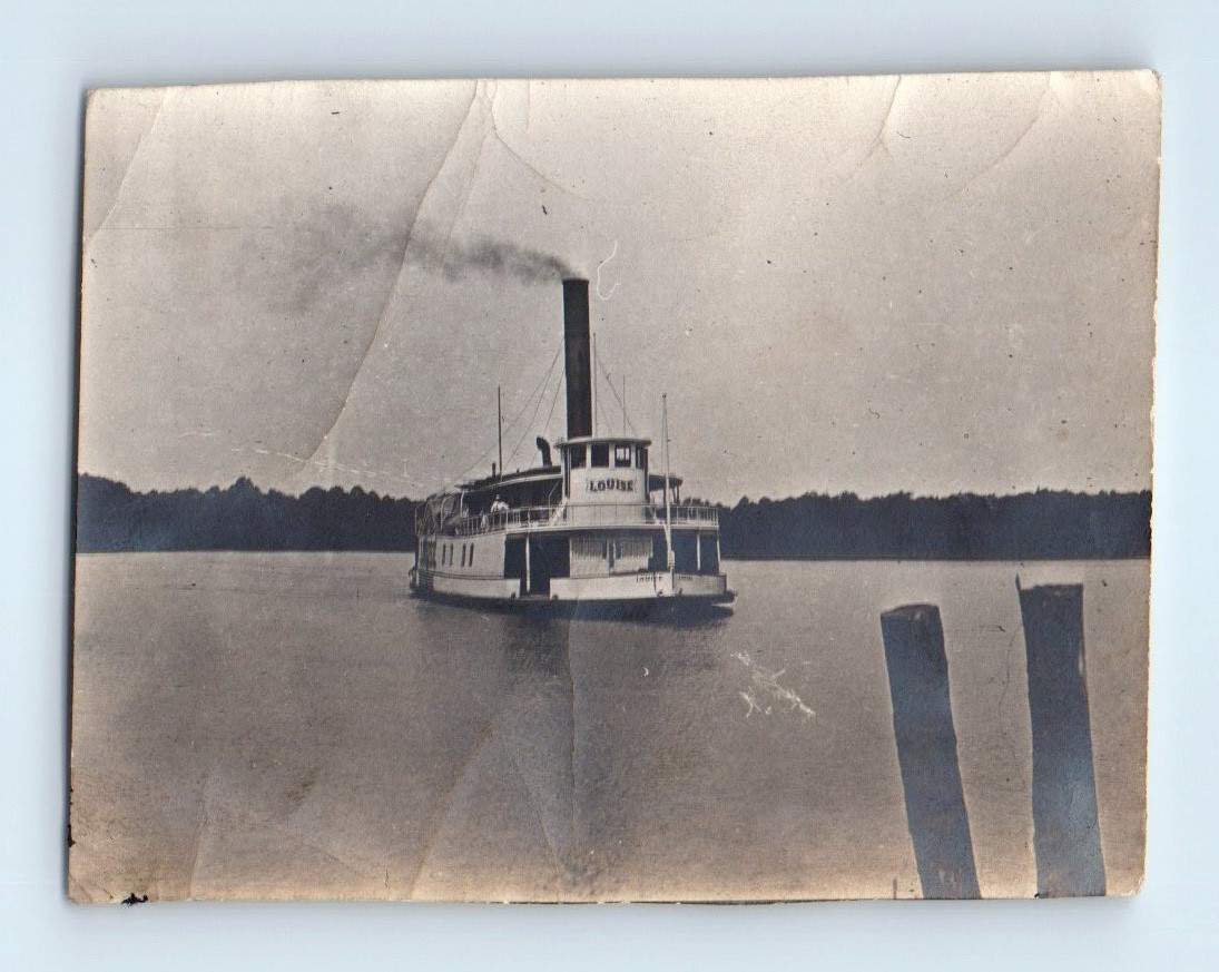 Old Vintage Photo STEAMBOAT LOUISE PASSENGER FERRY ON RIVER ANTIQUE SNAPSHOT