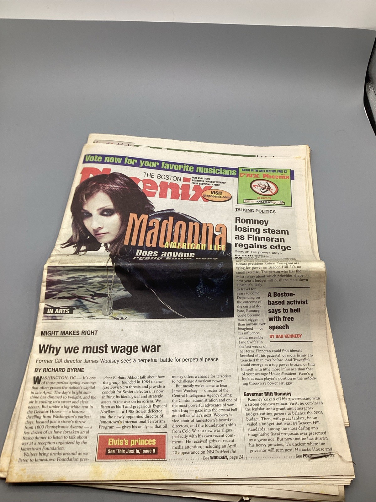 May 2-8 2003 The Boston Phoenix Madonna Cover Full Paper *RARE* May 2-8 2003 The Boston Phoenix Madonna Cover Full Paper *RARE*