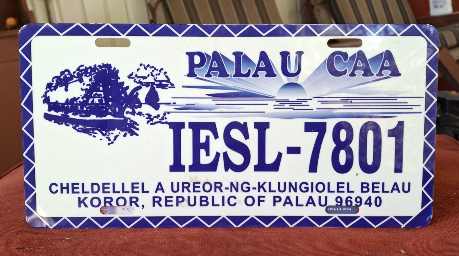 🛖 - PALAU - 1999 1st issue - blue Palau Community Action Agency license plate