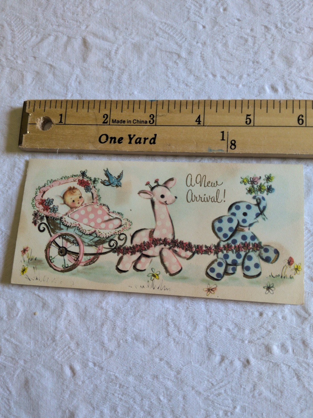 A New Arrival Congratulations Vintage Postcard Used