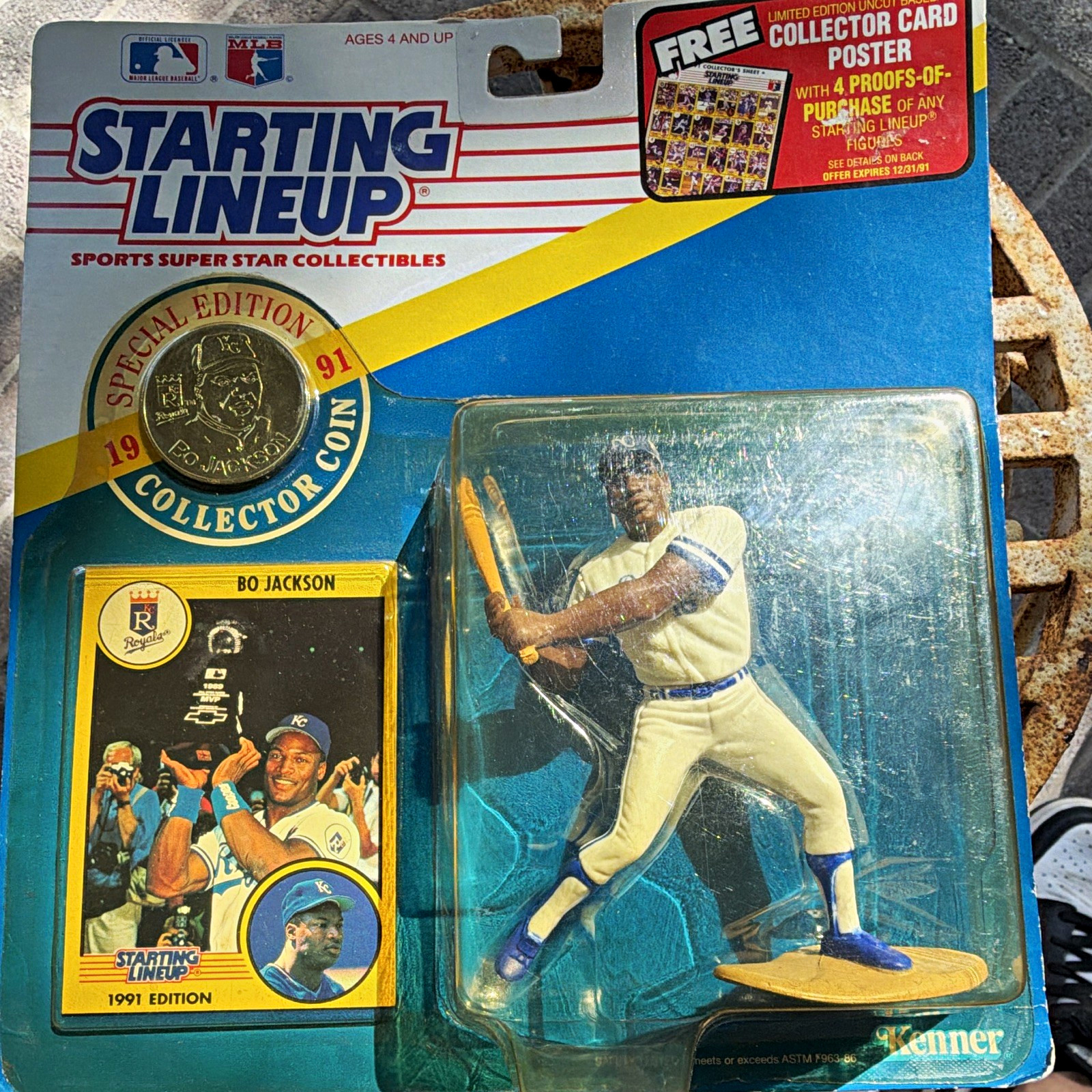 2 Lot Kenner Starting Lineup Bo Jackson 1991 MLB Figure Special Ed Coin Extended 2 Lot Kenner Starting Lineup Bo Jackson 1991 MLB Figure Special Ed Coin Extended