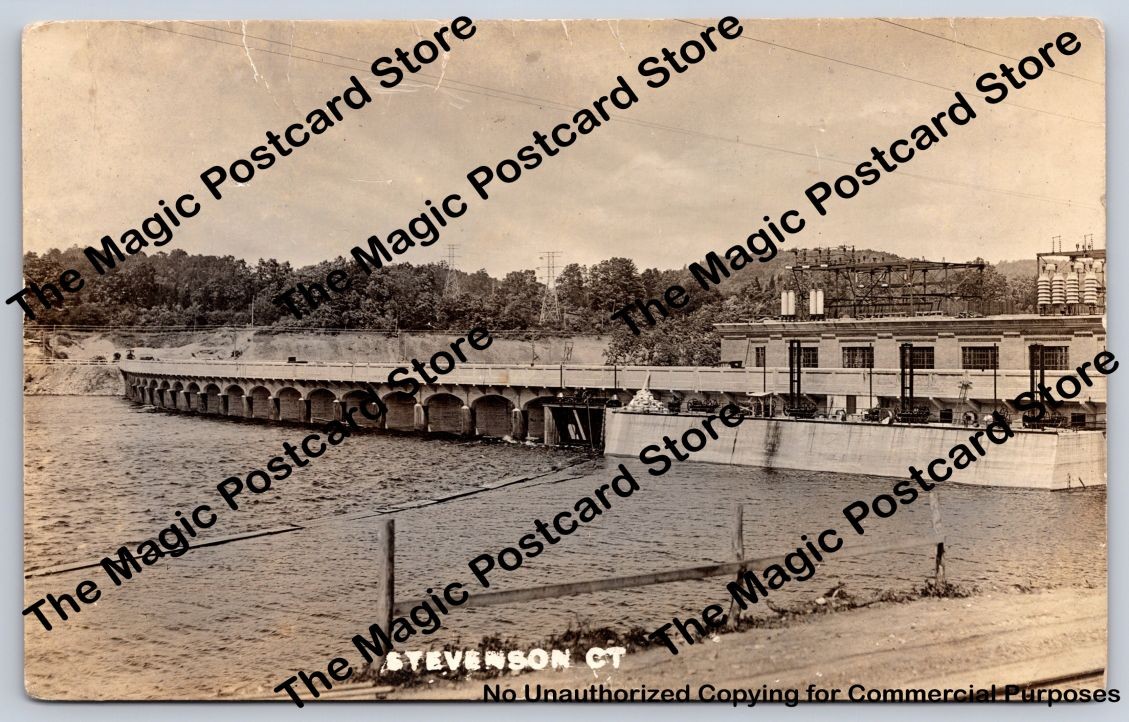 Dam & Hydroelectric Plant STEVENSON Connecticut RPPC Antique Photo 1920