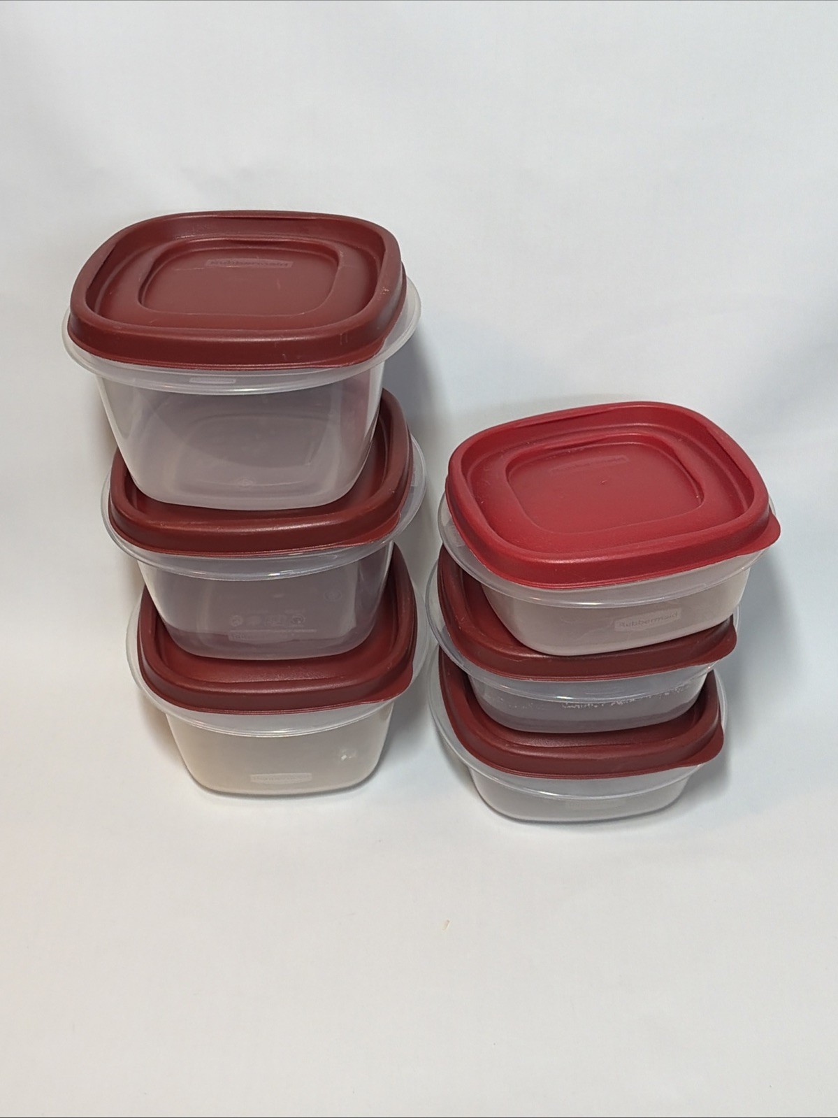 Rubbermaid #7J56 RED Food Storage Containers 1.25 Cups  7J57 2 Cups w Lids Lot 6