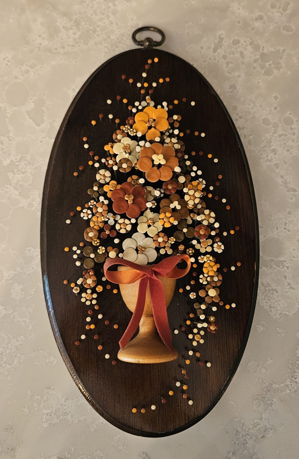 Vintage Nail Flower Art Wall Plaque by Pol-O-Craft Pauline Owens 1977 Vintage Nail Flower Art Wall Plaque by Pol-O-Craft Pauline Owens 1977