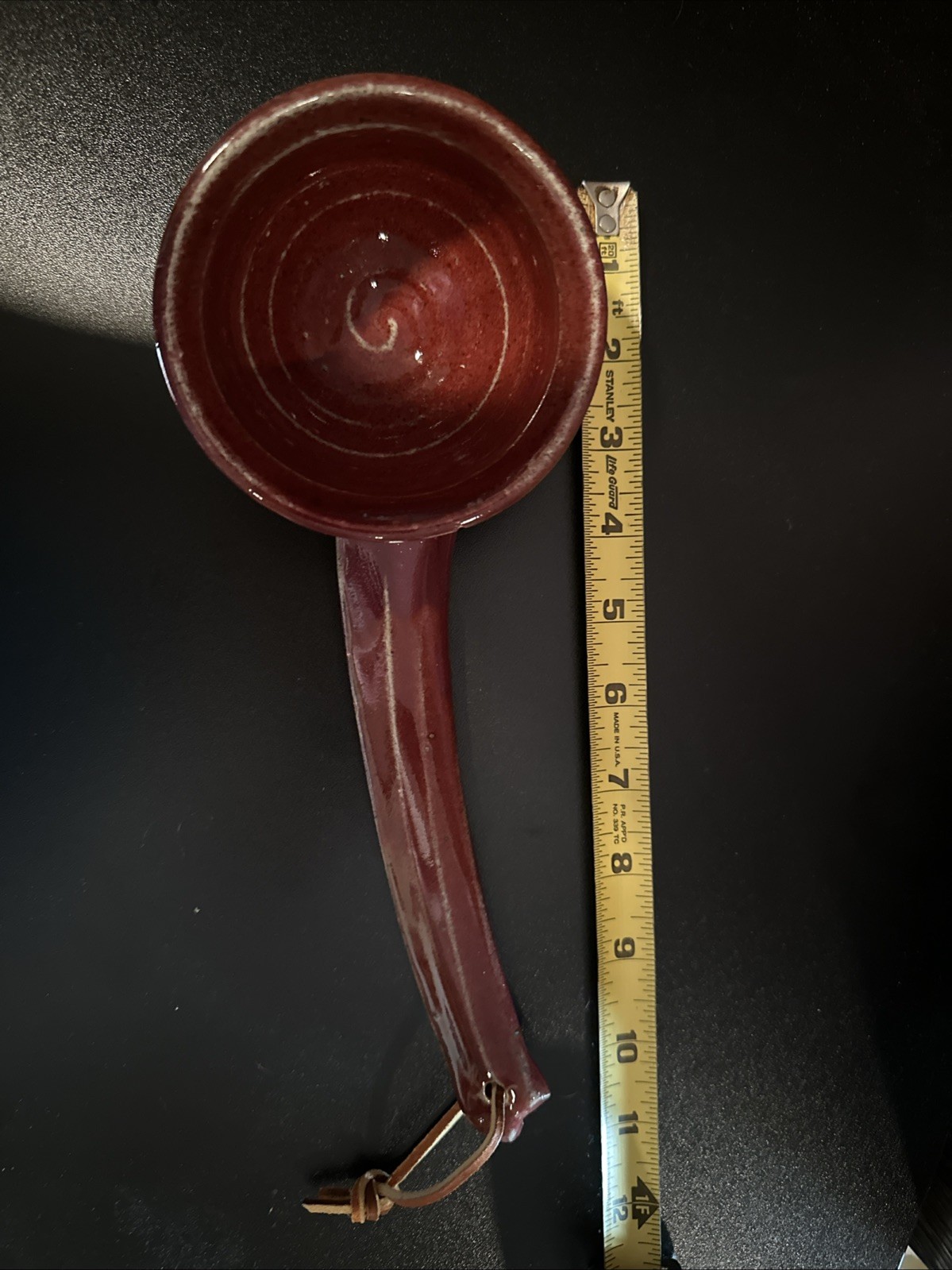Beautiful Pottery Ladle with Leather Hang Strap Beautiful Pottery Ladle with Leather Hang Strap