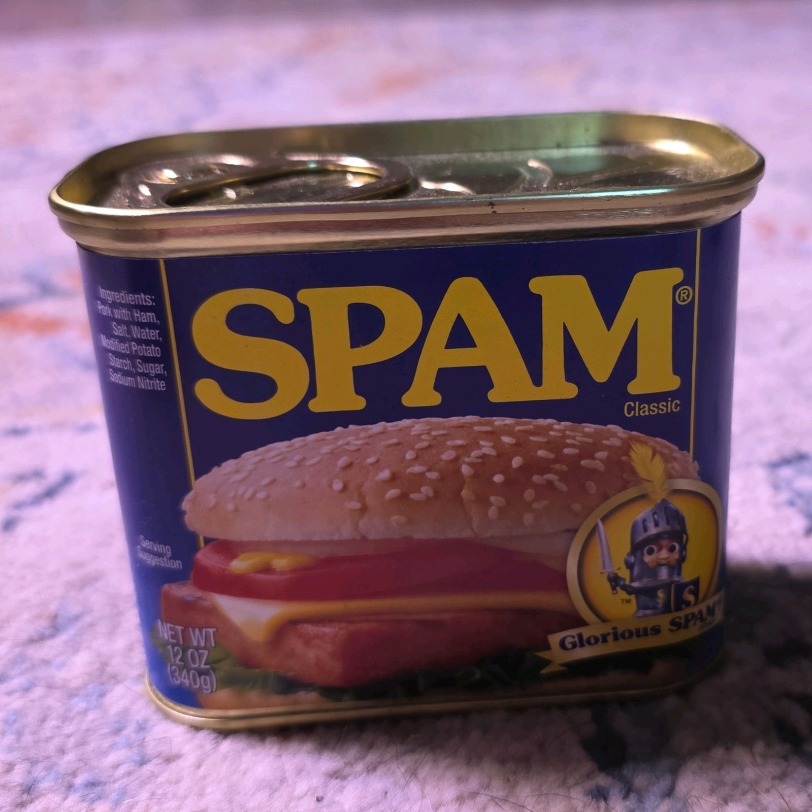 SPAM Classic Glorious SPAM Advertising Tin, Metal/Plastic, Lid Included SPAM Classic Glorious SPAM Advertising Tin, Metal/Plastic, Lid Included