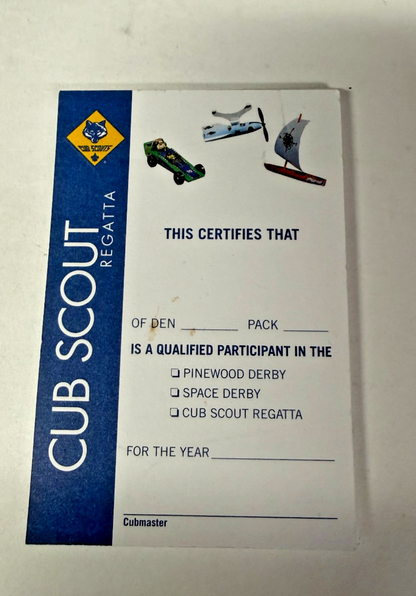 Vintage BSA Cub Scout Race Certificate Lot of 16 Pinewood Derby Space Regatta Vintage BSA Cub Scout Race Certificate Lot of 16 Pinewood Derby Space Regatta