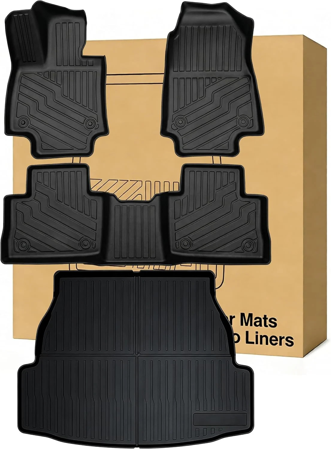 Floor Mats & Cargo Liners Compatible with 2019-2025 Toyota RAV4，All Weather Prot