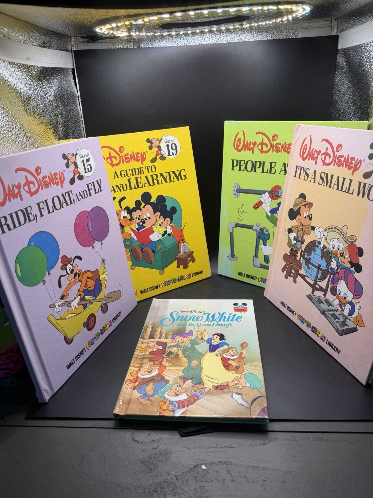 5 Vintage Walt Disney Books Fun To Learn Library Snow White Hardcover Lot