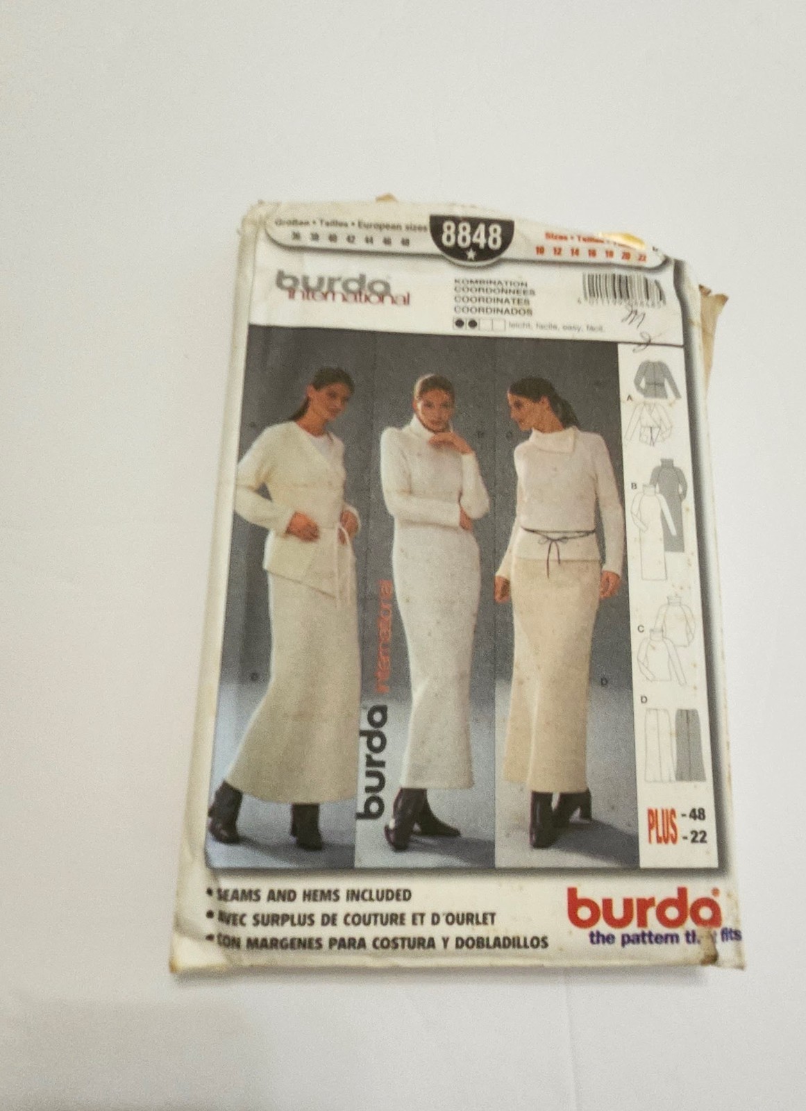 VINTAGE - 2000 -   8848 - BURDA - COORDINATES - SIZE 10 - 22