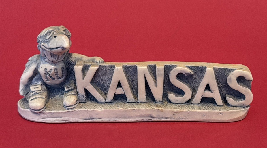 Vintage KU Kansas University Jayhawk Paperweight Figure Collectible KS College