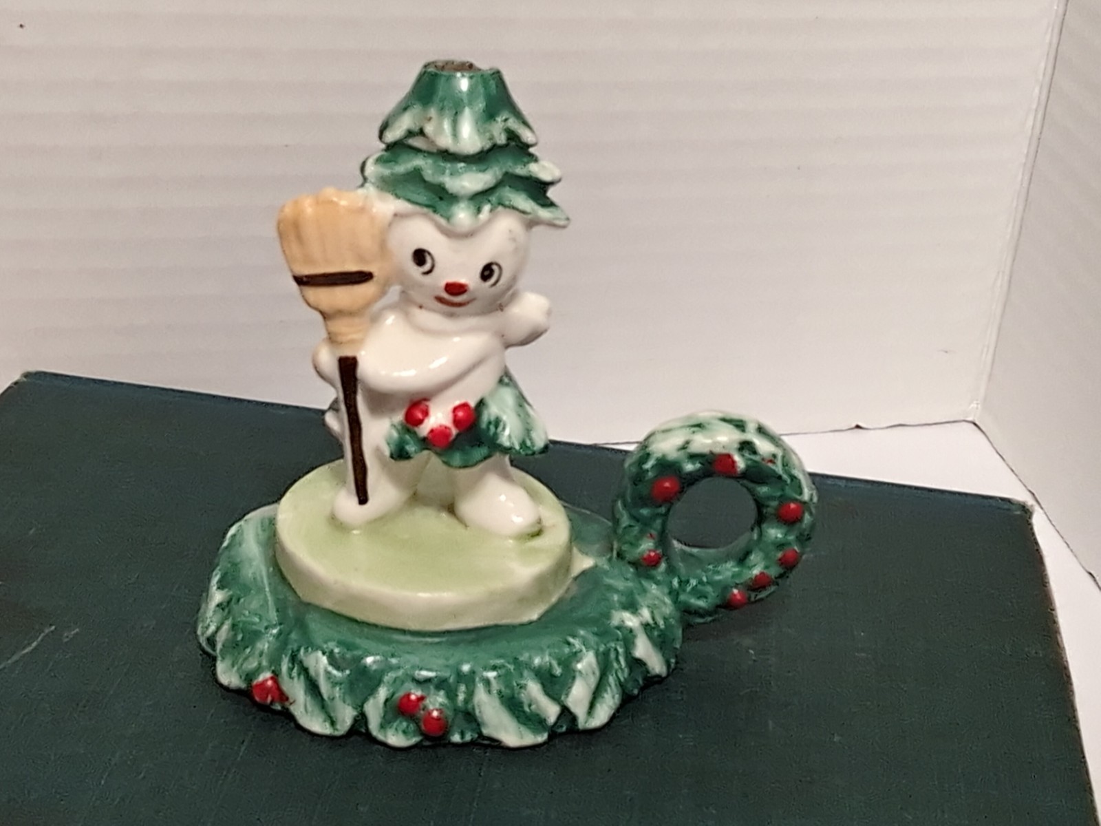 Vintage Christmas Snowman Candleholder Lipper & Mann 1950s Japan MCM