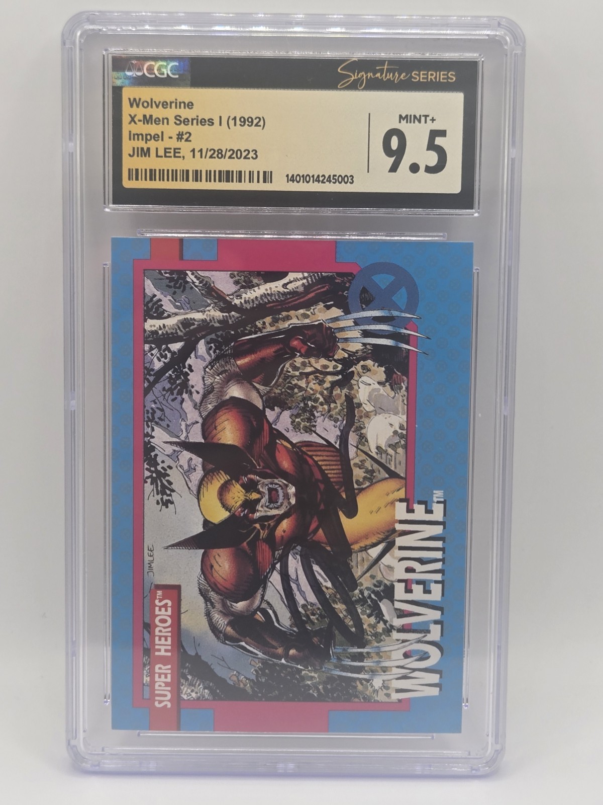 Wolverine X-Men Series 1 #2 1992 Impel Jim Lee CGC 9.5 Signature Series Auto
