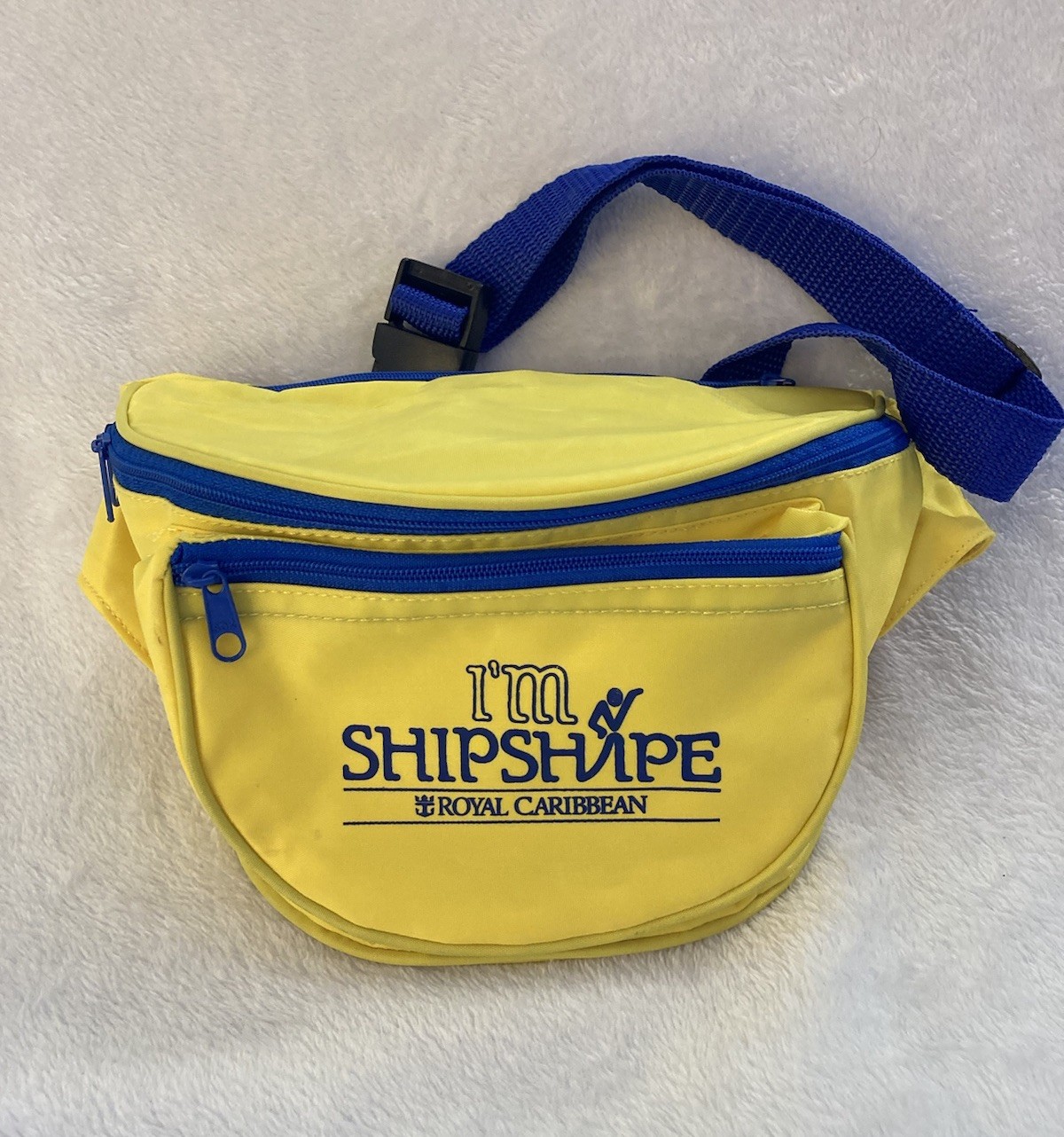 VTG Royal Caribbean “I’m Shipshape” Yellow and Blue Fanny Pack RARE HTF MINT VTG Royal Caribbean “I’m Shipshape” Yellow and Blue Fanny Pack RARE HTF MINT