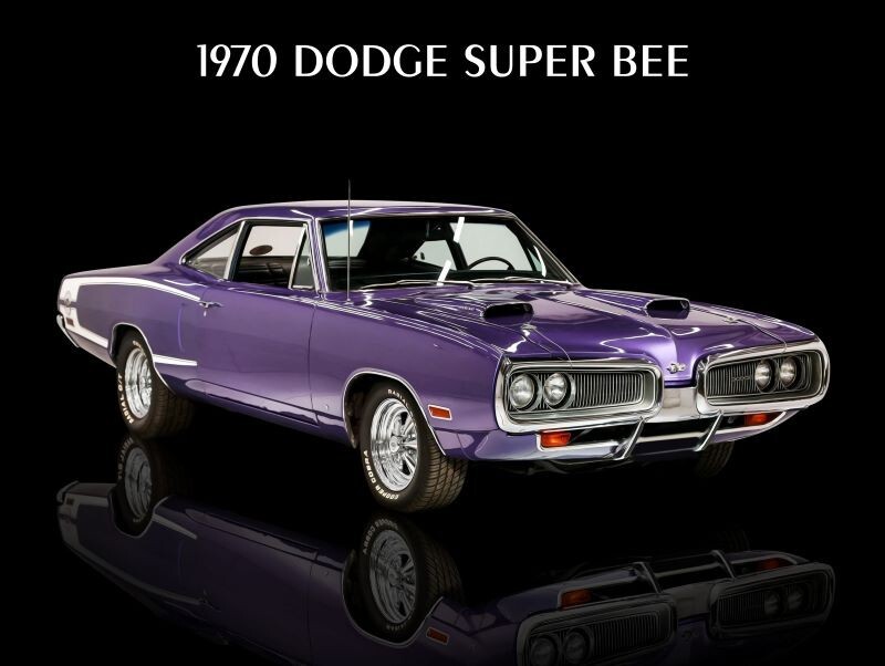 1970 Dodge Super Bee in Plumb Crazy Purple Metal Sign: 12x16\
