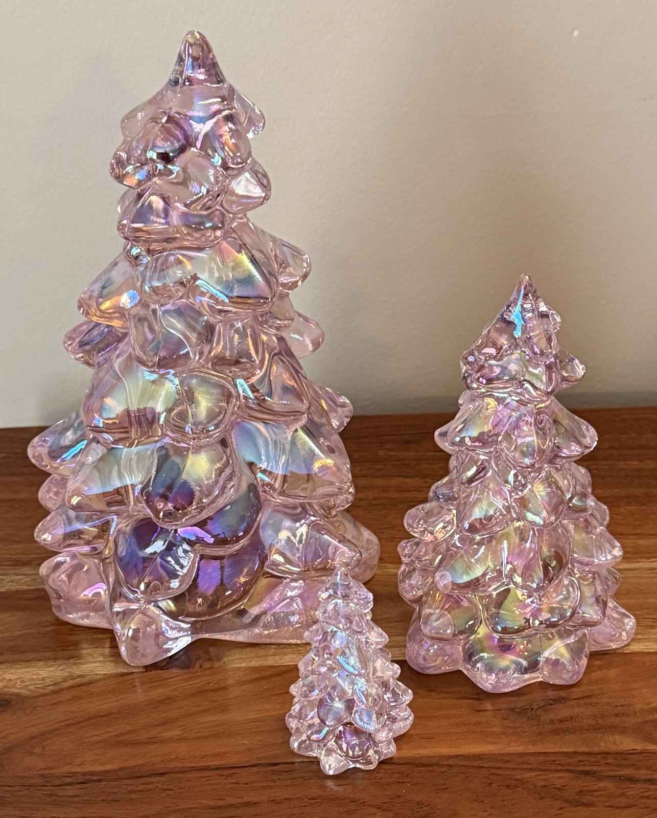 Mosser Glass Christmas Tree Set -3 sizes- ROSE CARNIVAL (Pink) Holiday Christmas