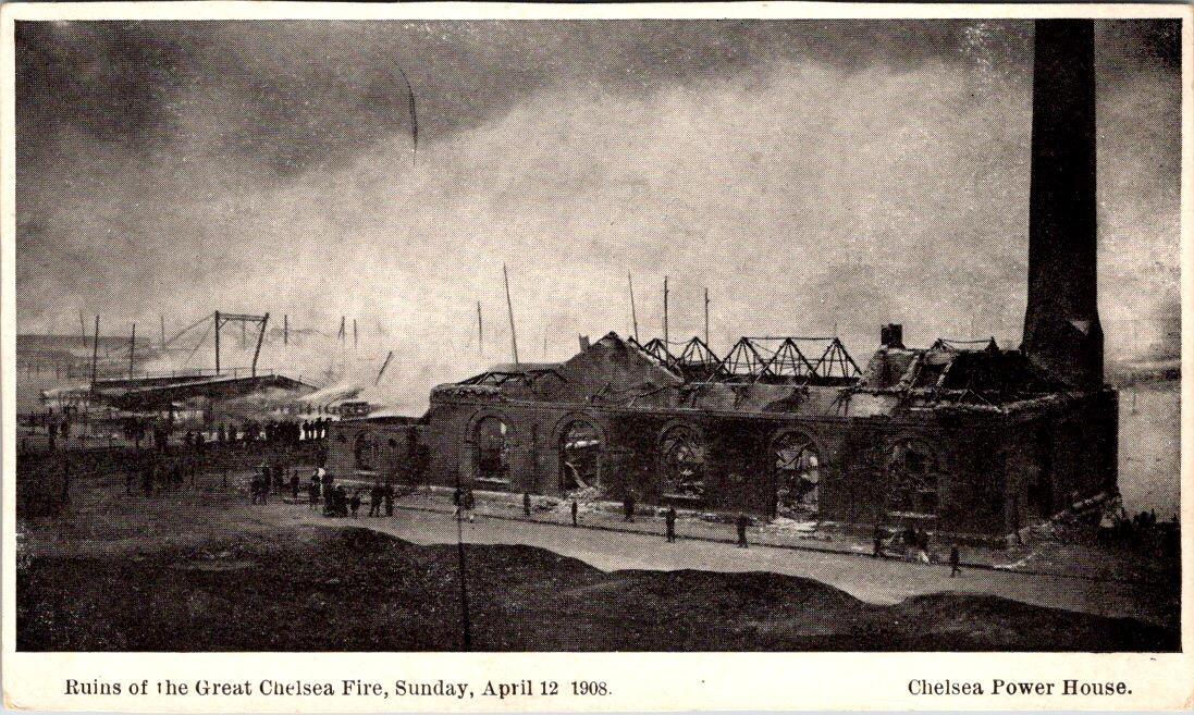 Chelsea, MA Massachusetts POWER HOUSE RUINS Great Fire Of 1908 DISASTER Postcard