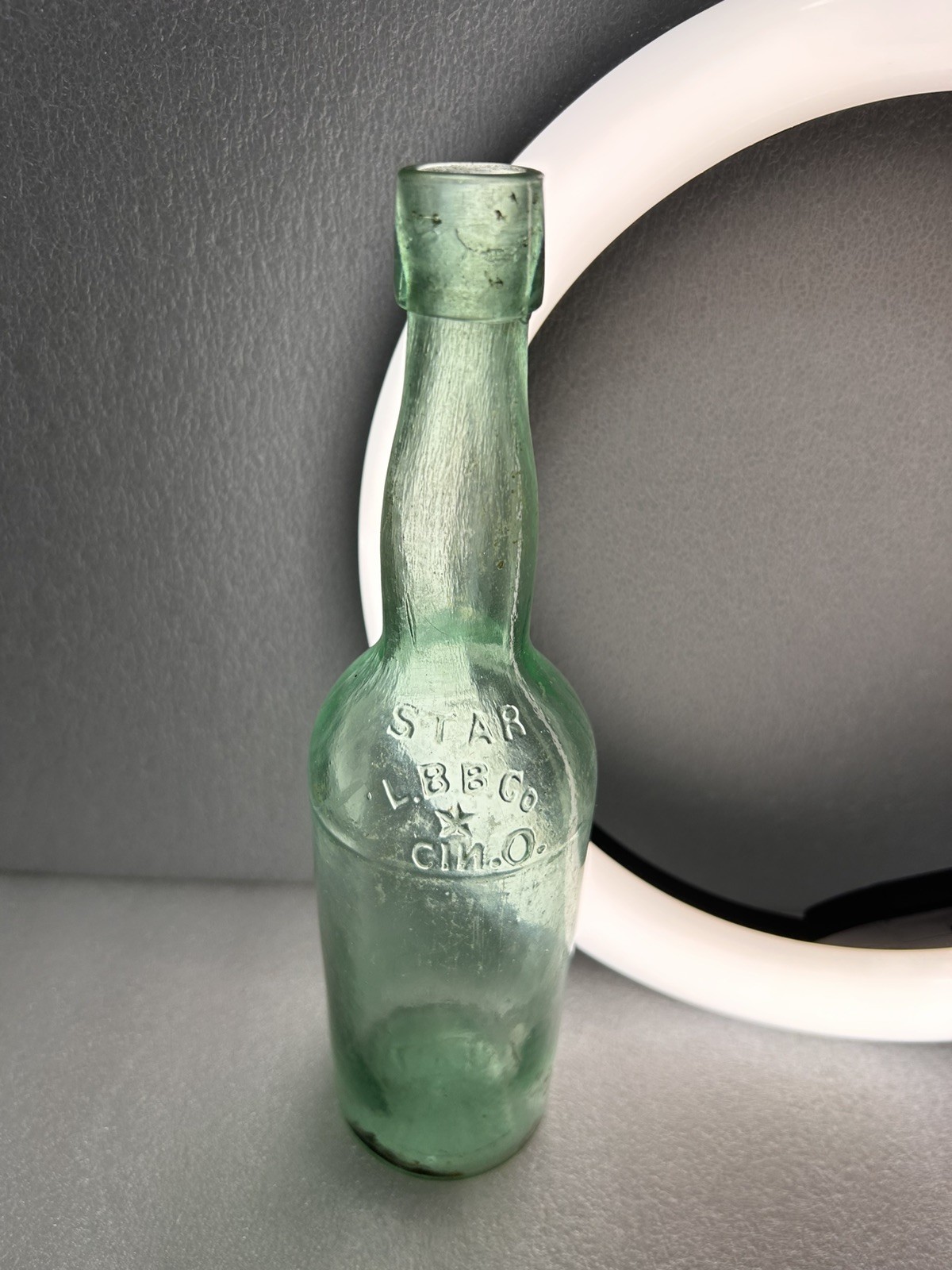 Antique Star Beer Bottle Aqua Glass L.B.B. Co. Cincinnati Mid-Late 1800s