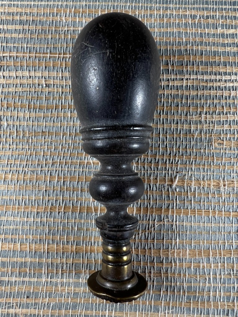 Victorian Antique Bronze Turned Wood Handle Wafer or Wax Seal Stamp Tamper Press