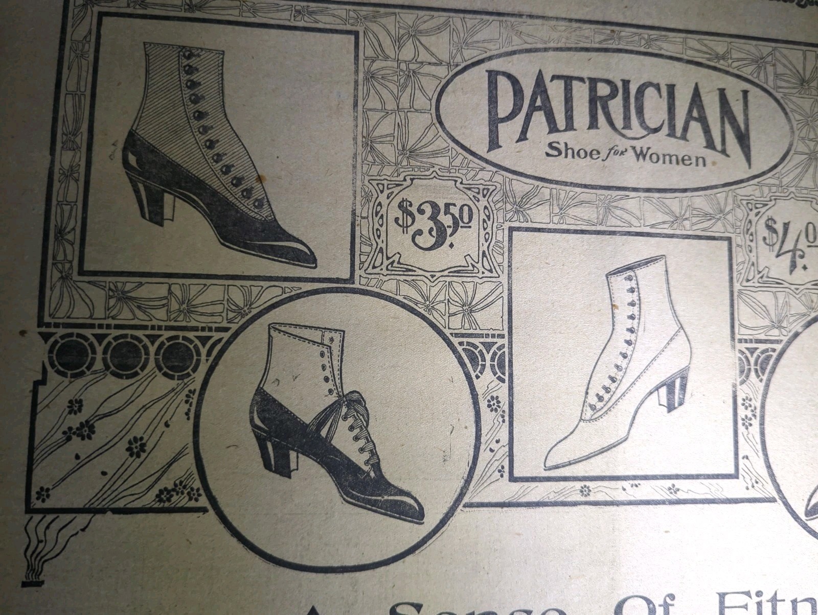 OCT 24, 1909 NEWSPAPER PAGE #3110-   PATRICIAN SHOES FOR WOMEN- FITNESS SENSE 