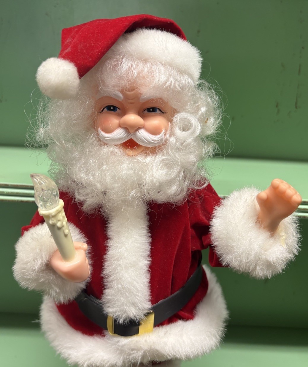 VTG Rennoc Animated Santa Claus Figure Illuminated Candle Christmas Motionette