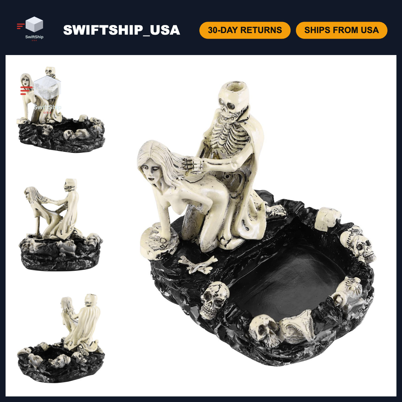 Funny Skull Ashtray - Resin Skeleton Cigarette Holder, Halloween Decor, Gifts fo Funny Skull Ashtray - Resin Skeleton Cigarette Holder, Halloween Decor, Gifts fo