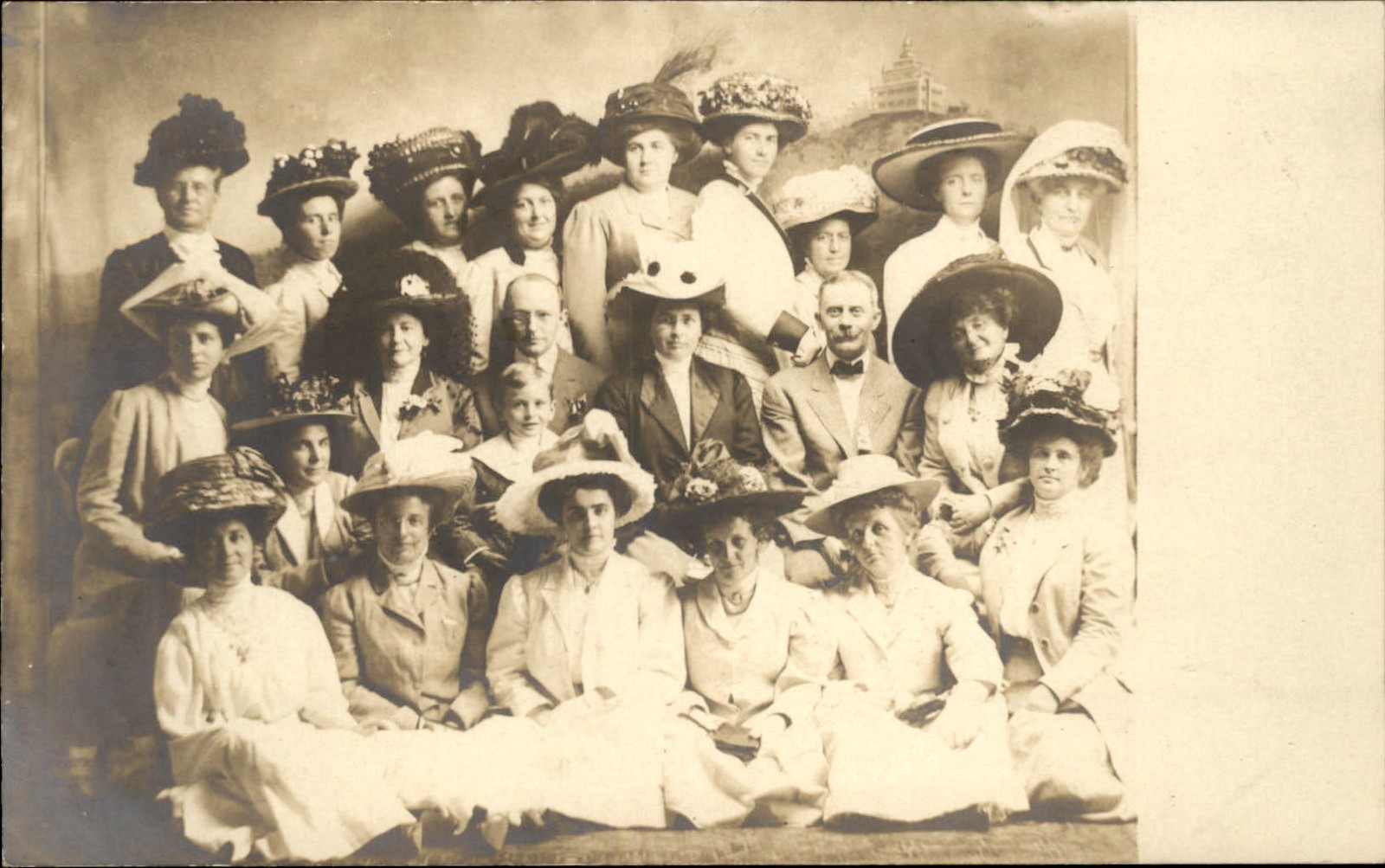 Large group of women in hats Studio Image c1910s Real Photo Vintage Postcard bhn