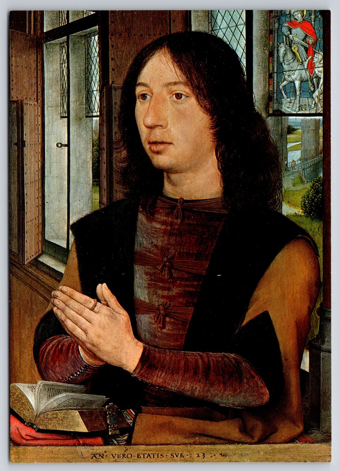 Maarten van Nieuwenhove Nobleman Diptych Praying Bible Memling Postcard UNP 4x6