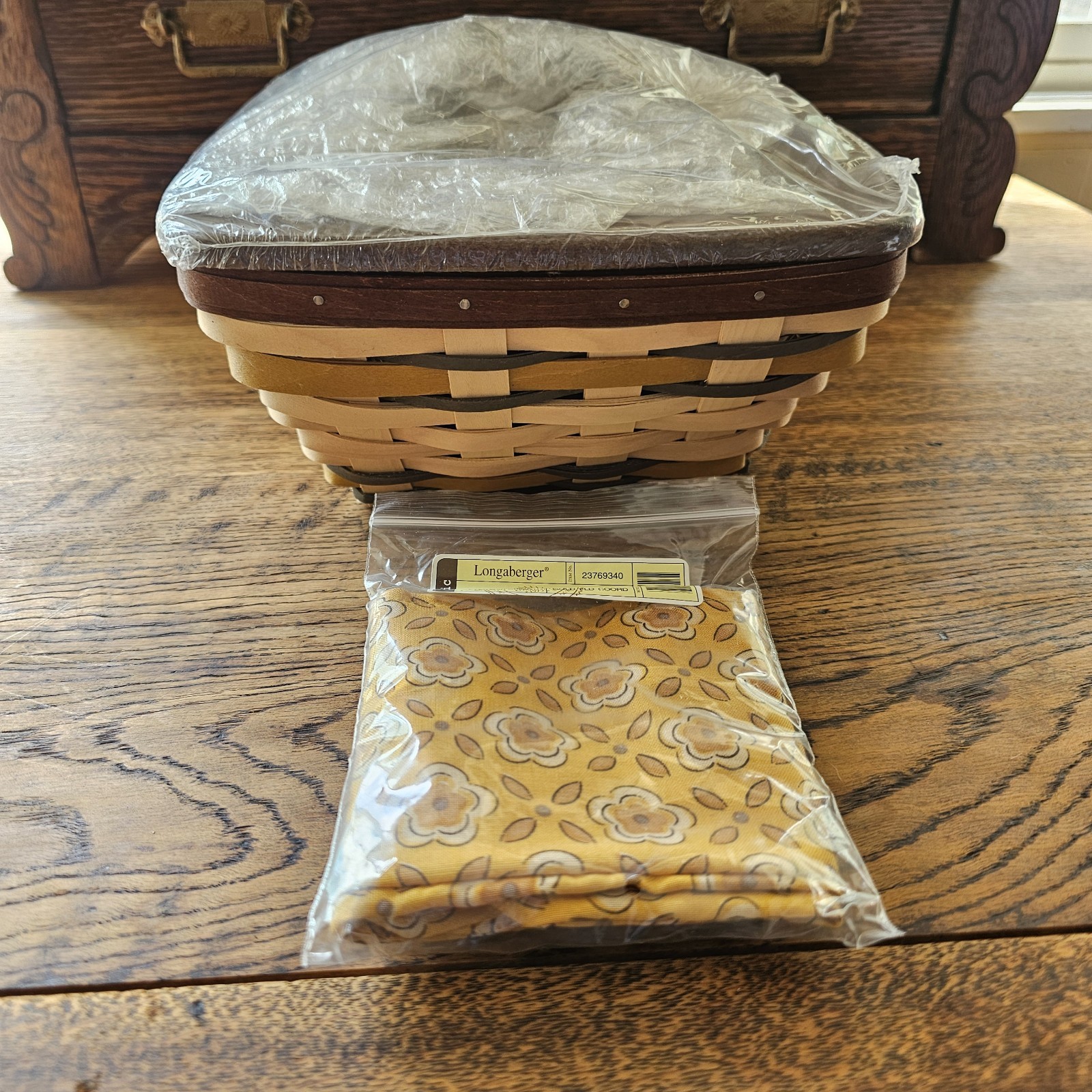 Longaberger Golden Fields Medium Flare Basket W/ Golden Field Liner & Protector
