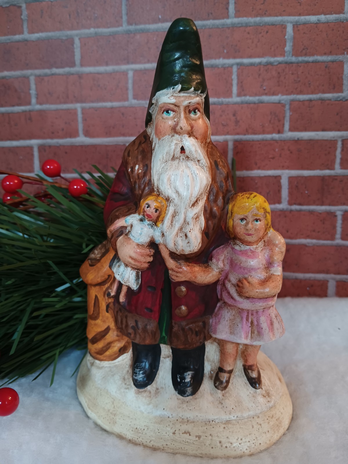 Chalkware Santa with Child NOT VAILLANCOURT Folk Art, Christmas, 6 3/4\ Chalkware Santa with Child NOT VAILLANCOURT Folk Art, Christmas, 6 3/4\