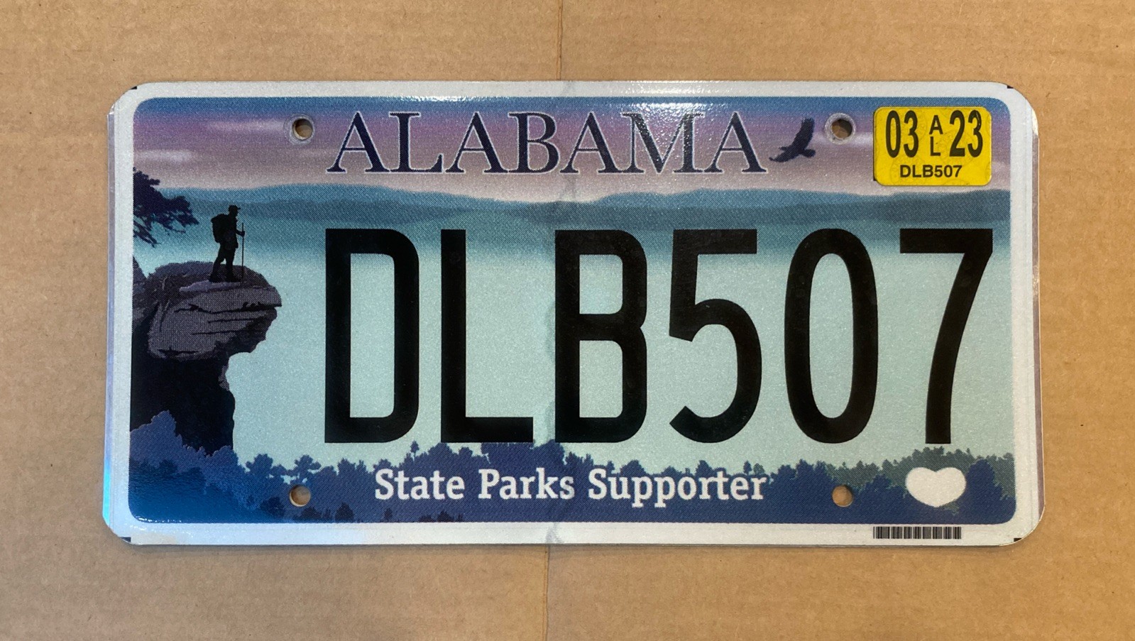 MAR/2023 ALABAMA license plate - STATE PARKS, mountain view