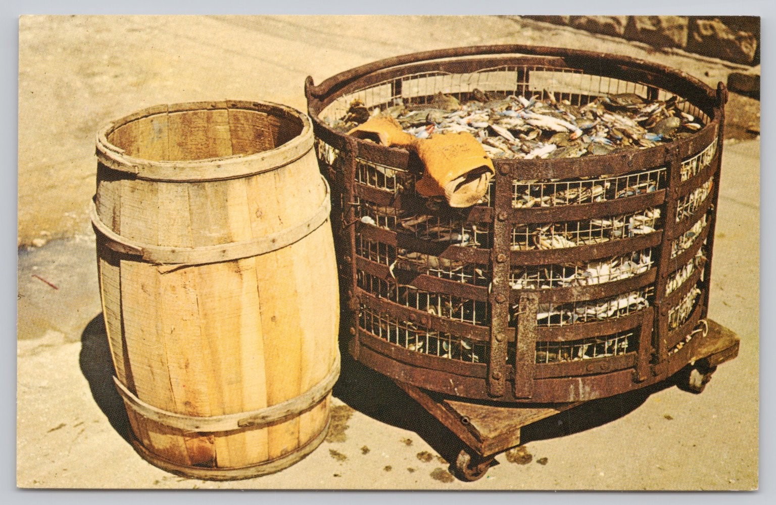 1977 Eastern Shore Maryland Virginia Blue Crabs Basket Barrel Postcard