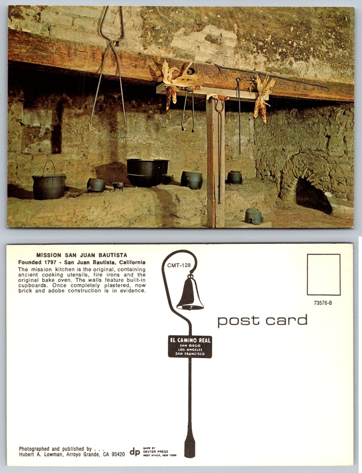 Mission San Juan Bautista Kitchen Postcard California El Camino Real Dexter