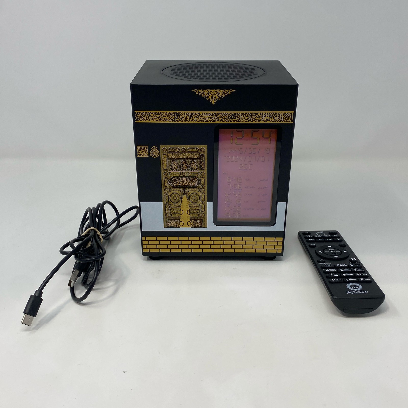 ALMOSTAQIM Kaaba Azan Clock Quran Speaker SQ-888Max Black/Gold