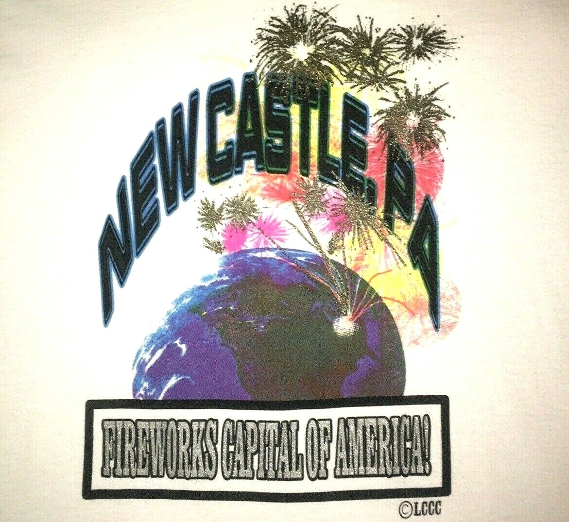Vtg NEW CASTLE FIREWORKS T SHIRT Rare Single Stitch PENNSYLVANIA 90\'s Pittsburgh