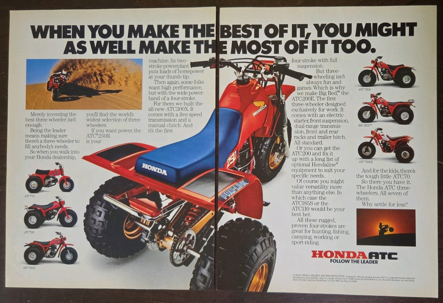 Print Ad 1983 Honda ATC 70-110-185S-200-200X-Big Red 3-wheel All-Terrain ATV