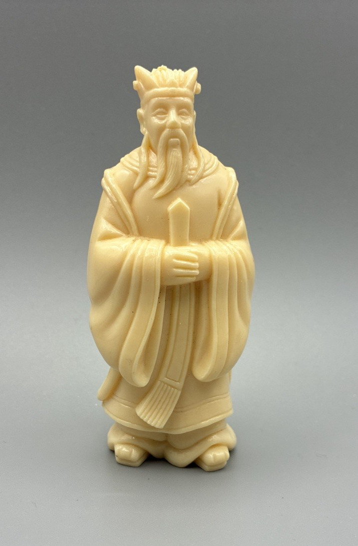 Vintage Chinese Ivorine Resin Confucius Scholar Statue Figurine 3.5\