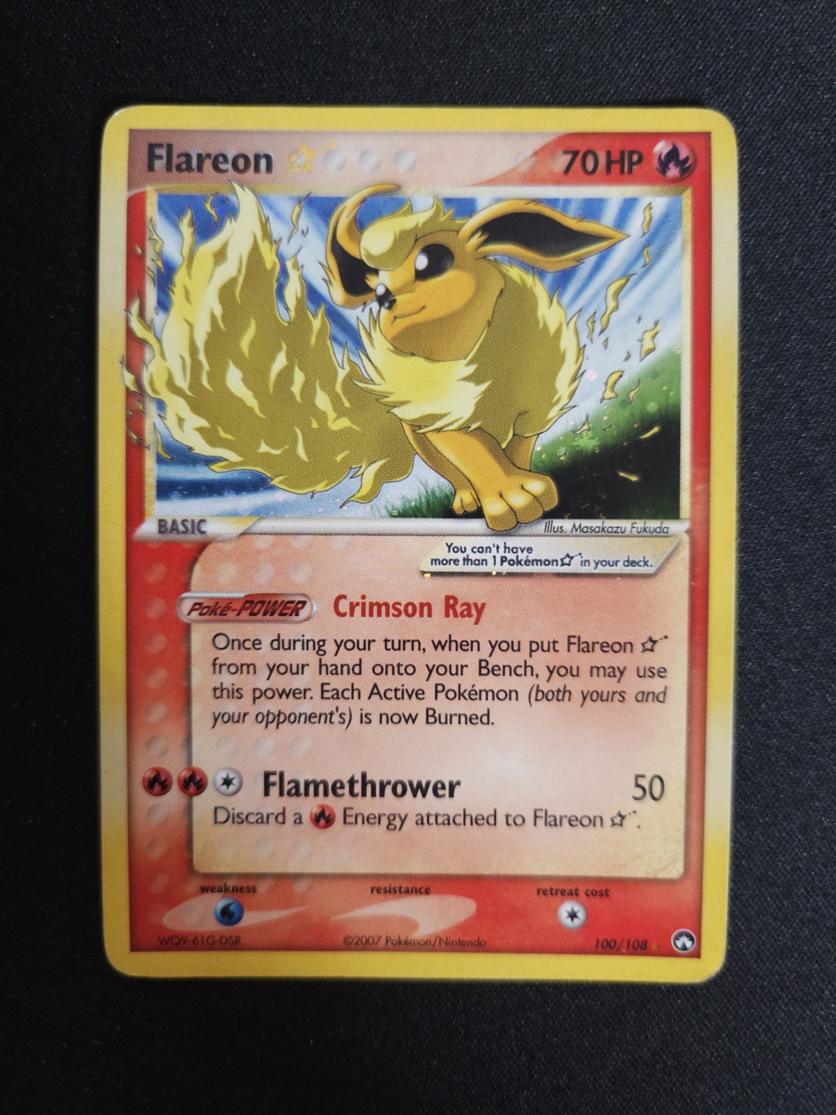 Pokemon Flareon Goldstar 100/108 English PV70 Holographic Gold Star Rare 2007