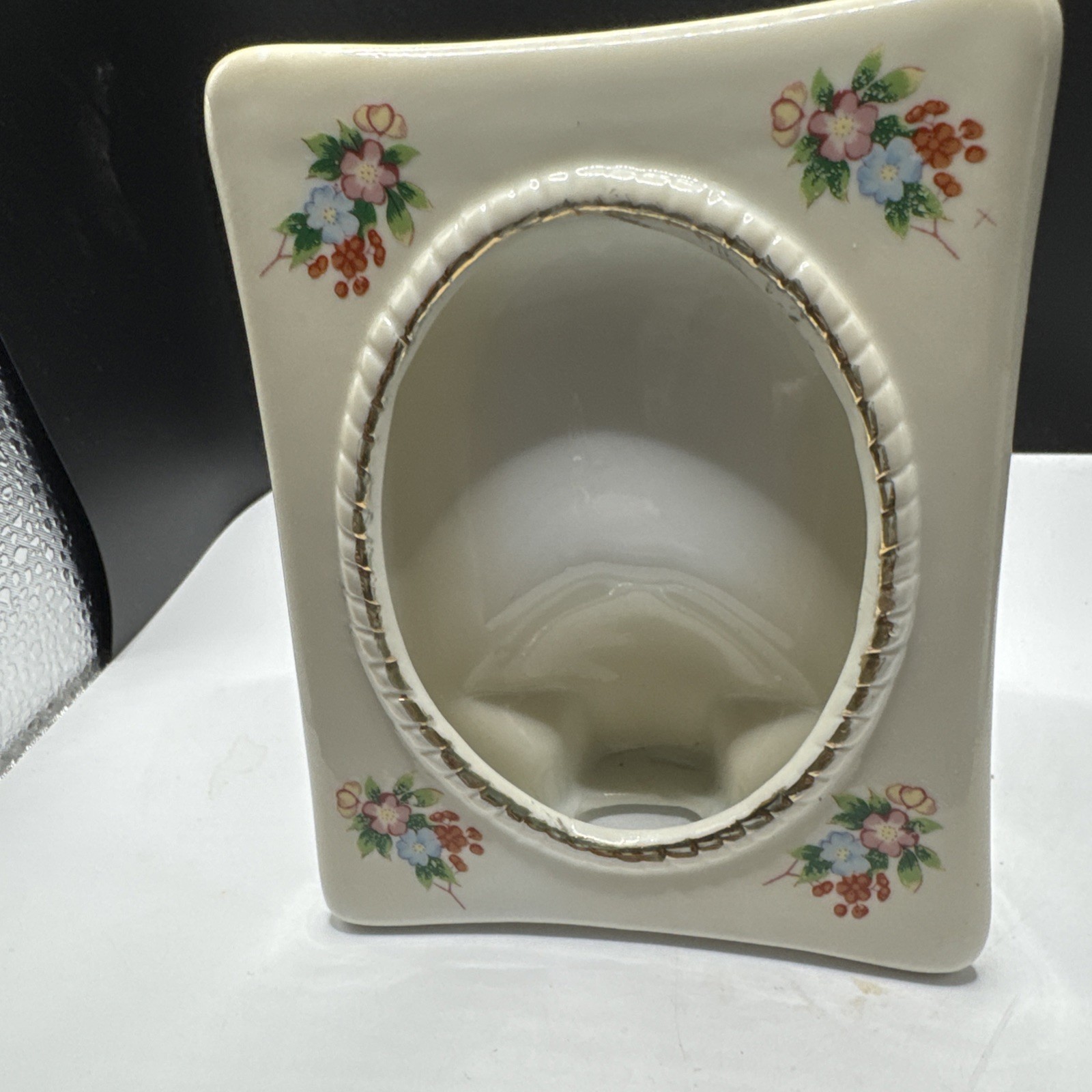 VTG Floral Picture Frame Table Top Hand Painted 5” Tall X 4” Wide 