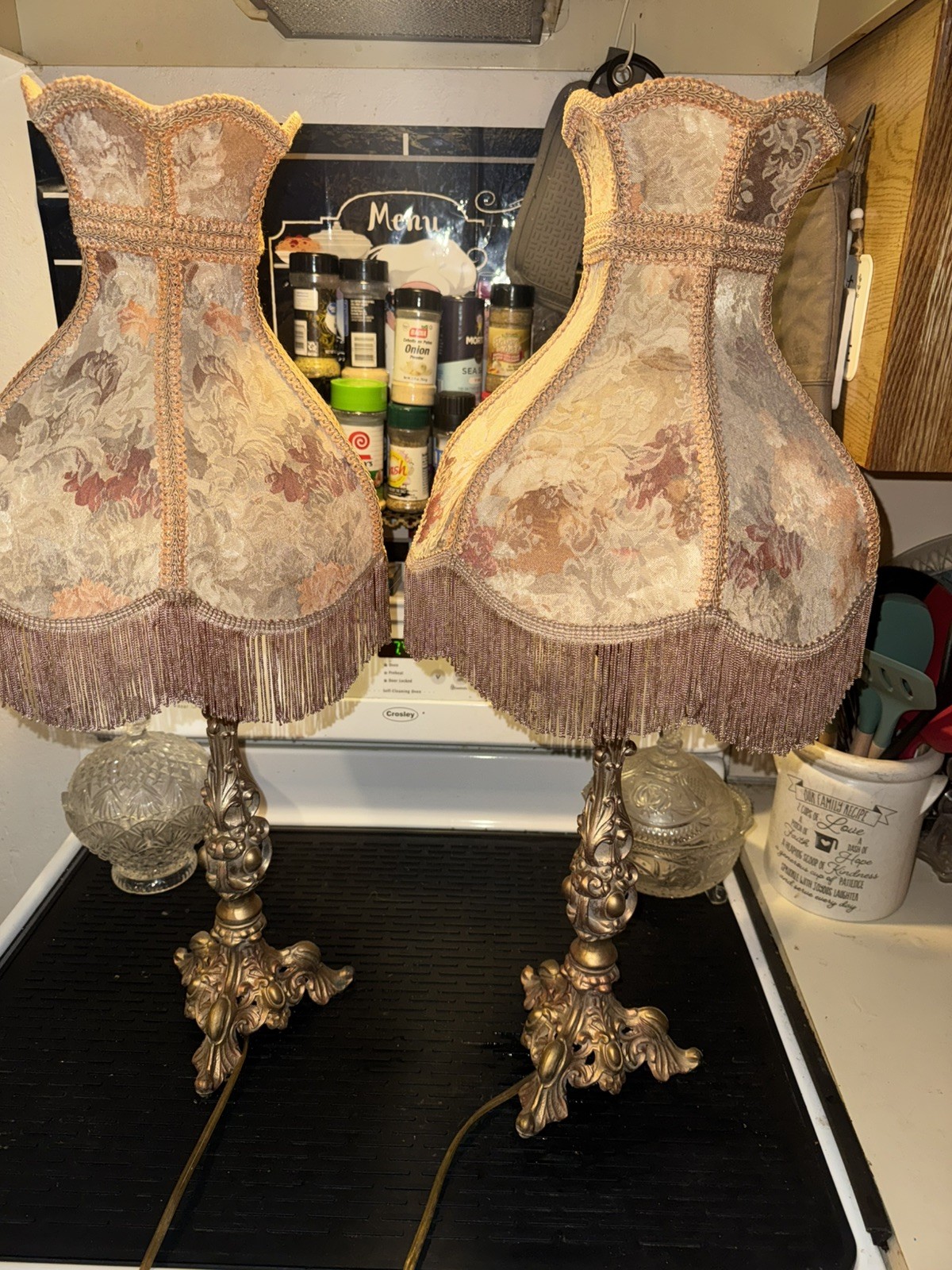 2 Vintage Metal Rose Gold Boudoir Lamps Victorian Revival Fringed Shades 28 In 2 Vintage Metal Rose Gold Boudoir Lamps Victorian Revival Fringed Shades 28 In
