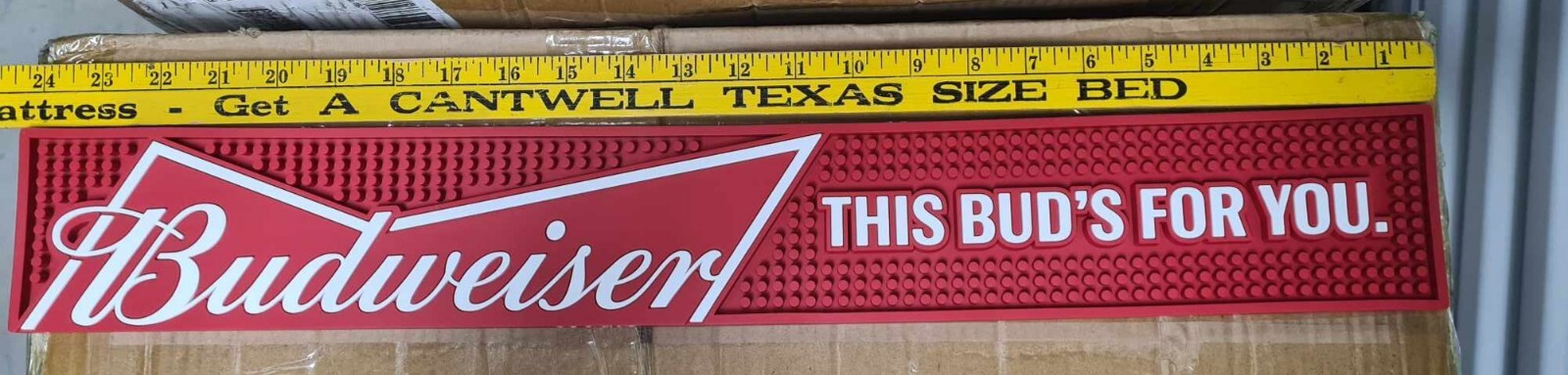 Budweiser Bowtie Beer Rubber Bar Rail Runner Pour Spill Mat 24 Budweiser Bowtie Beer Rubber Bar Rail Runner Pour Spill Mat 24
